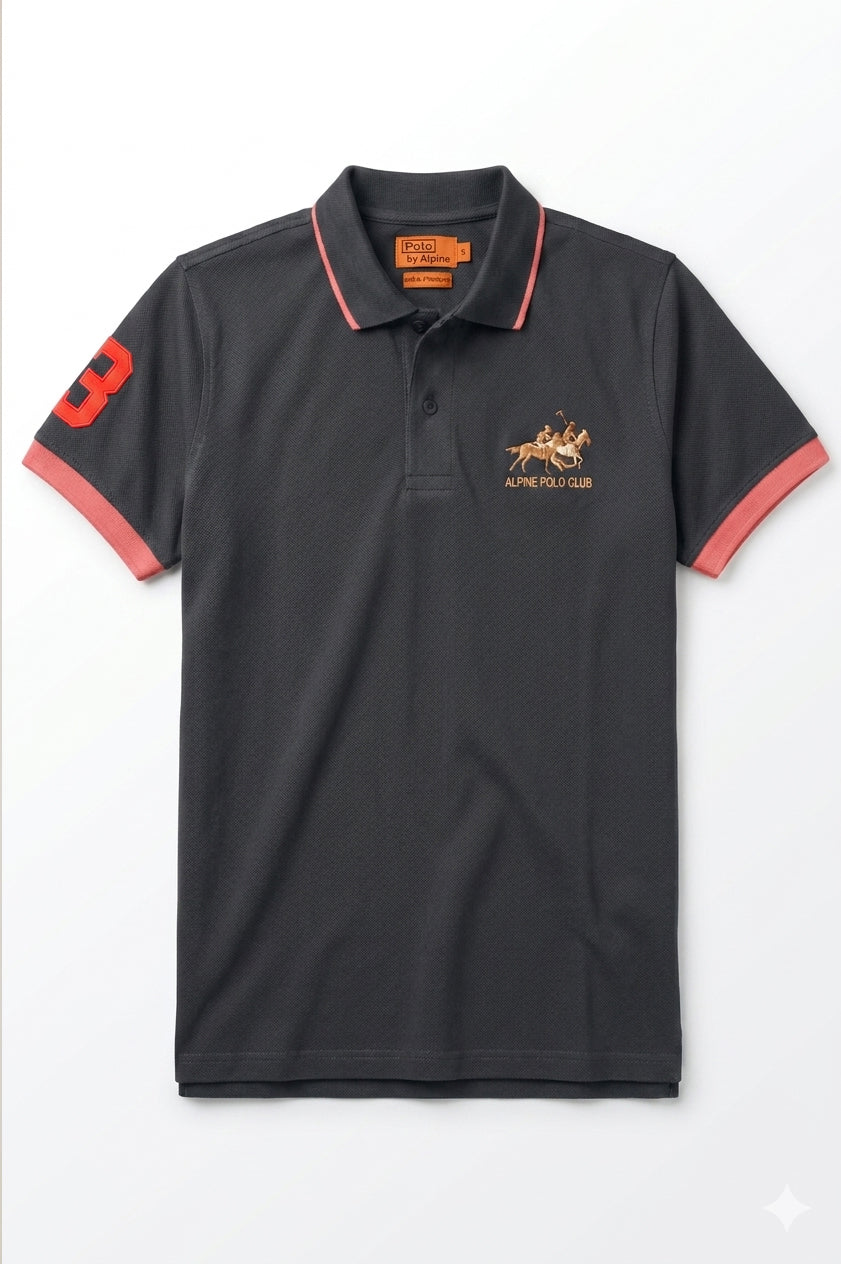 Alpine Men’s - Charcoal Grey Cotton Polo Shirt