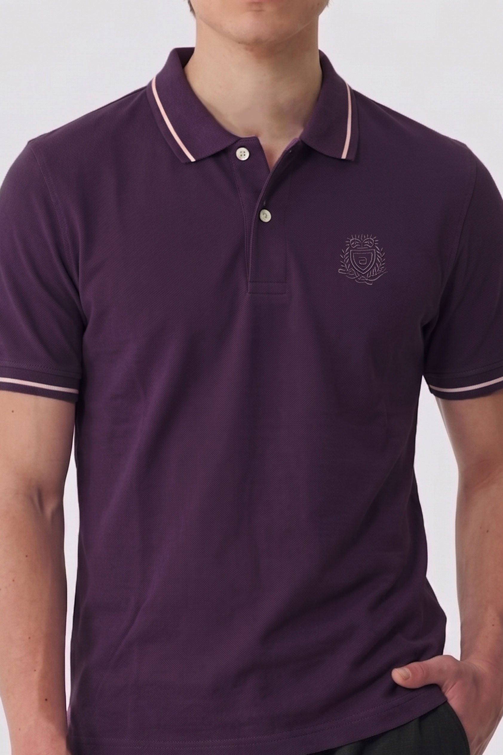 Alpine Men’s Purple Cotton Polo Shirt - Premium Edition