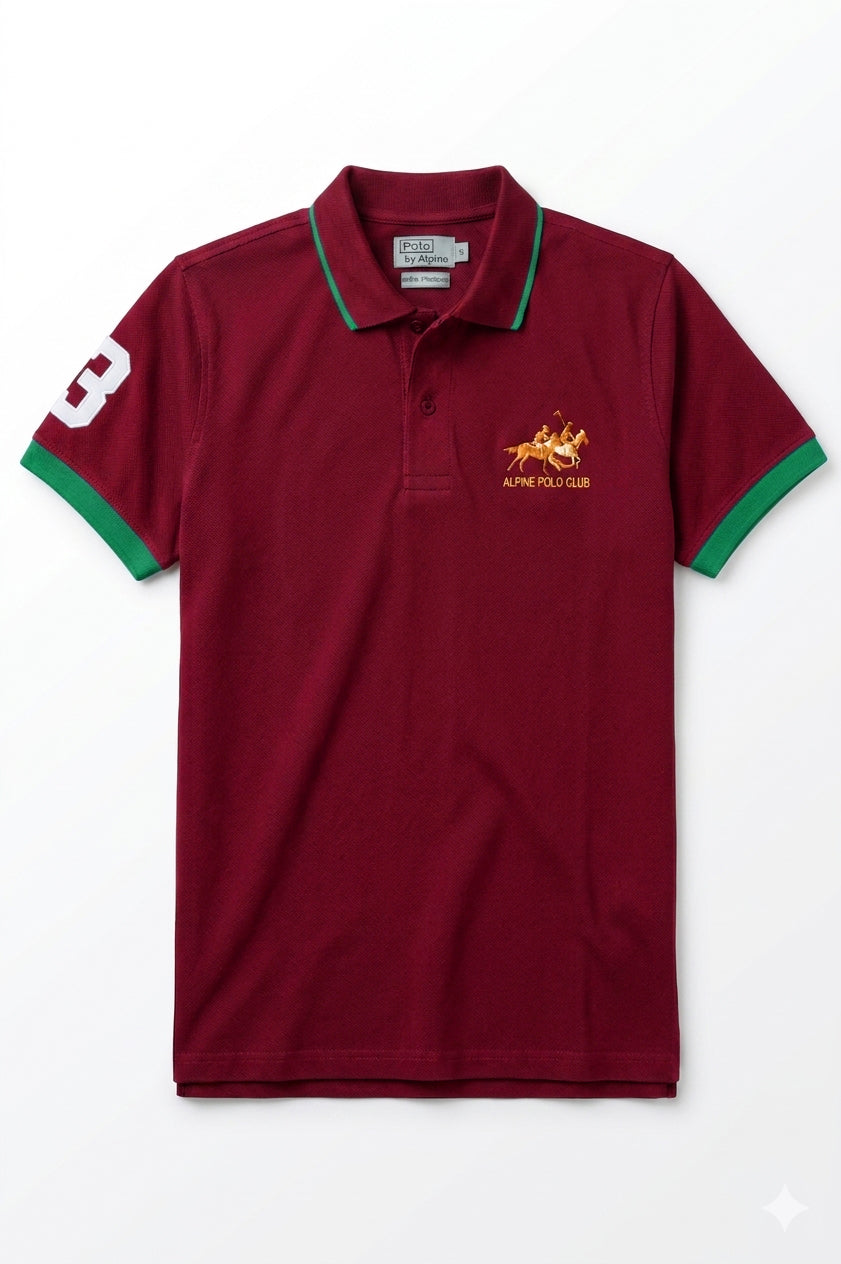 Alpine Men’s - Maroon Cotton Polo Shirt