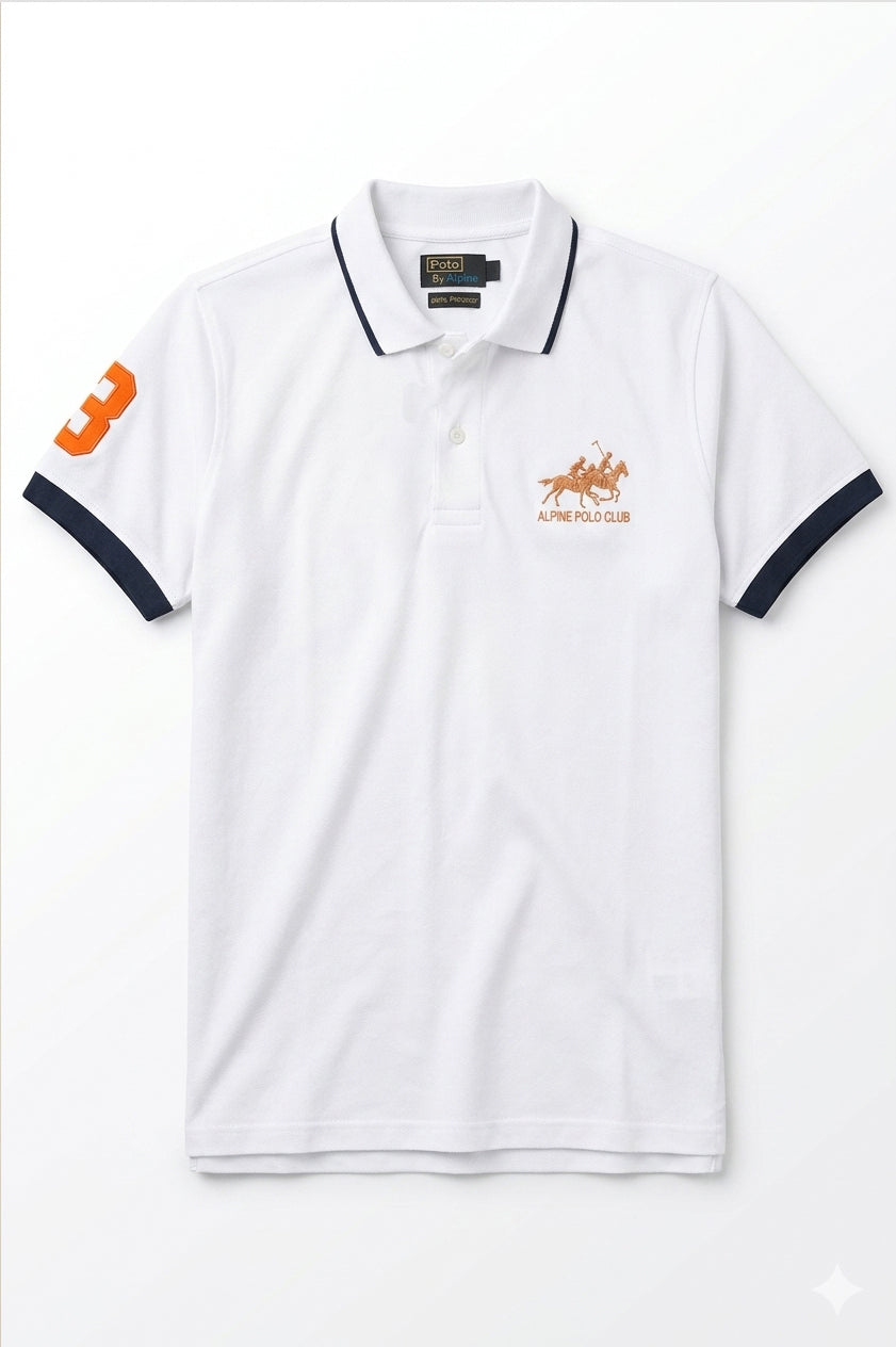 Alpine Men’s - White Cotton Polo Shirt