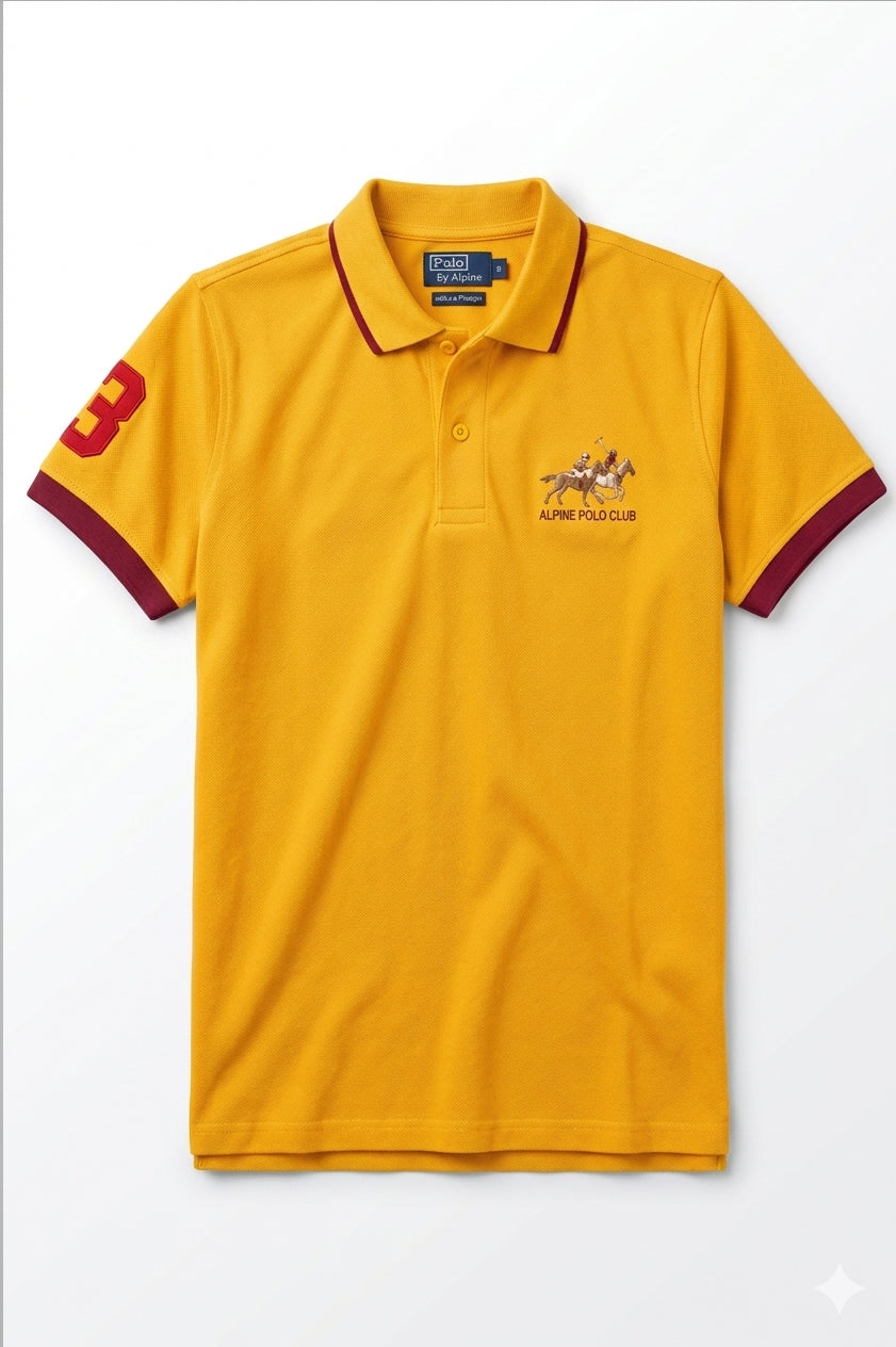 Alpine Men’s - Yellow Cotton Polo Shirt