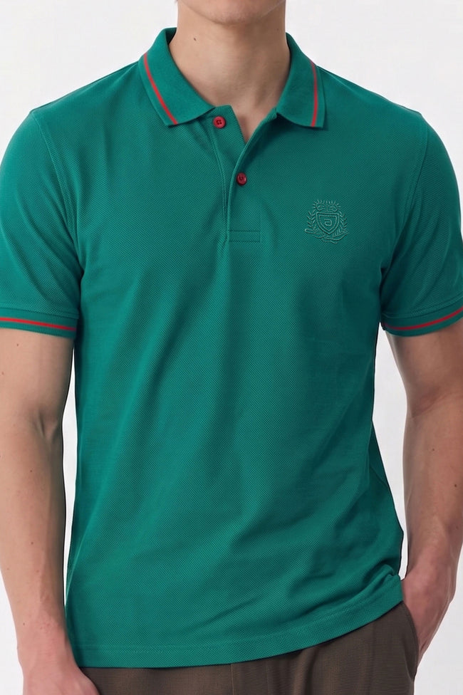 Alpine Men’s Green Cotton Polo Shirt - Premium Edition Main Image