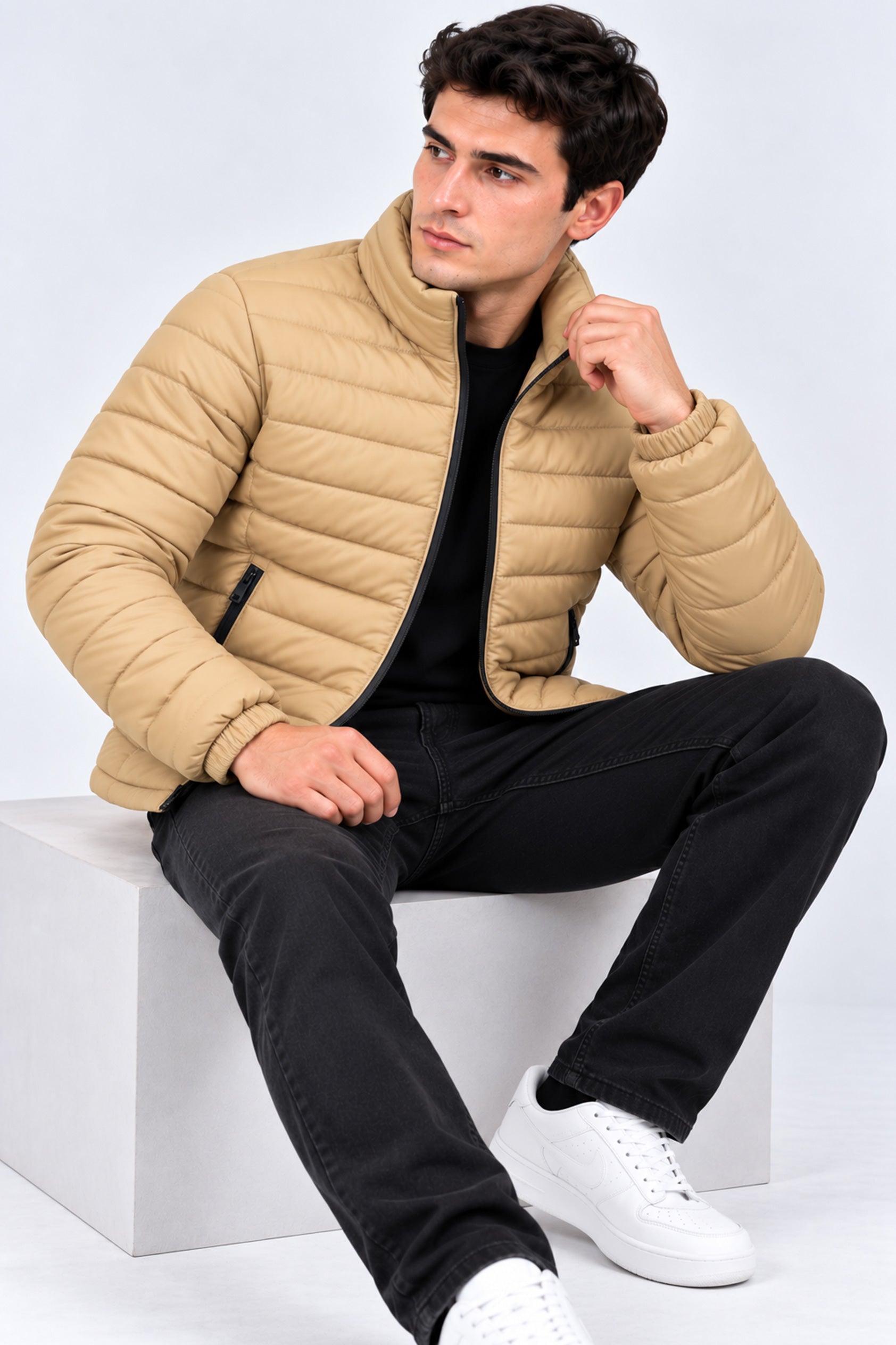 Alpine Men’s Puffer Jacket Grey Beige