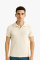 Off White V Neck Knitted Polos