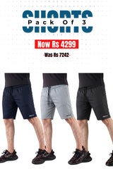 Alpine - Square Mesh Lycra Short Bundle Offer -Black, Navy Blue & Silver Grey