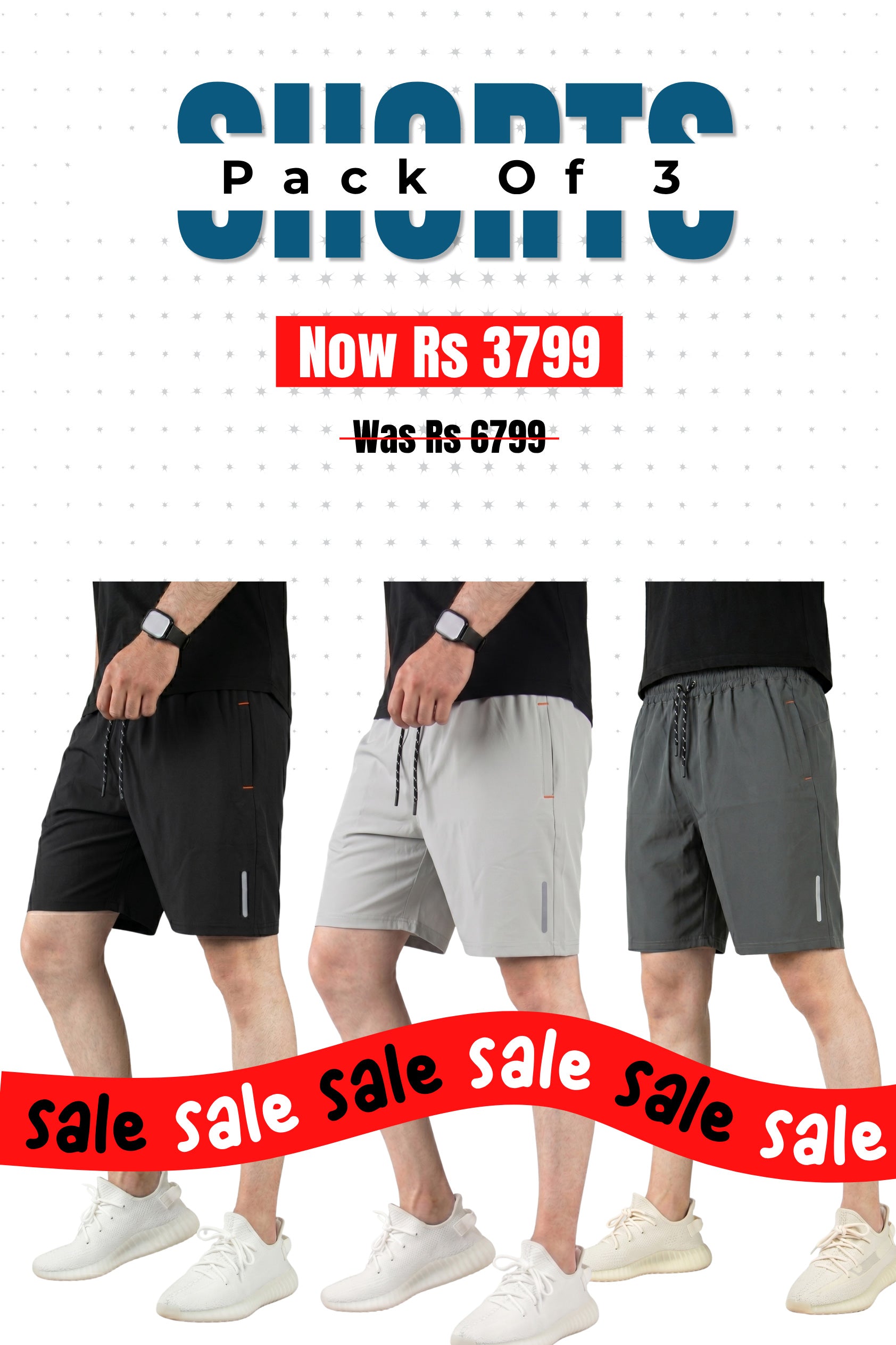 Alpine - Dry Fit Short Bundle Offer - Black, Silver Grey & Grey