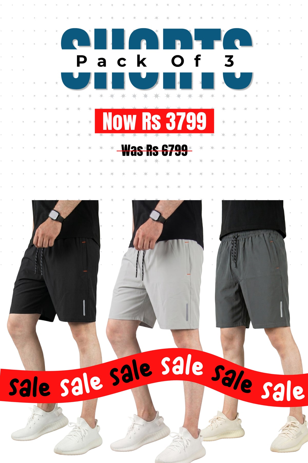 Alpine - Dry Fit Short Bundle Offer - Black, Silver Grey & Grey