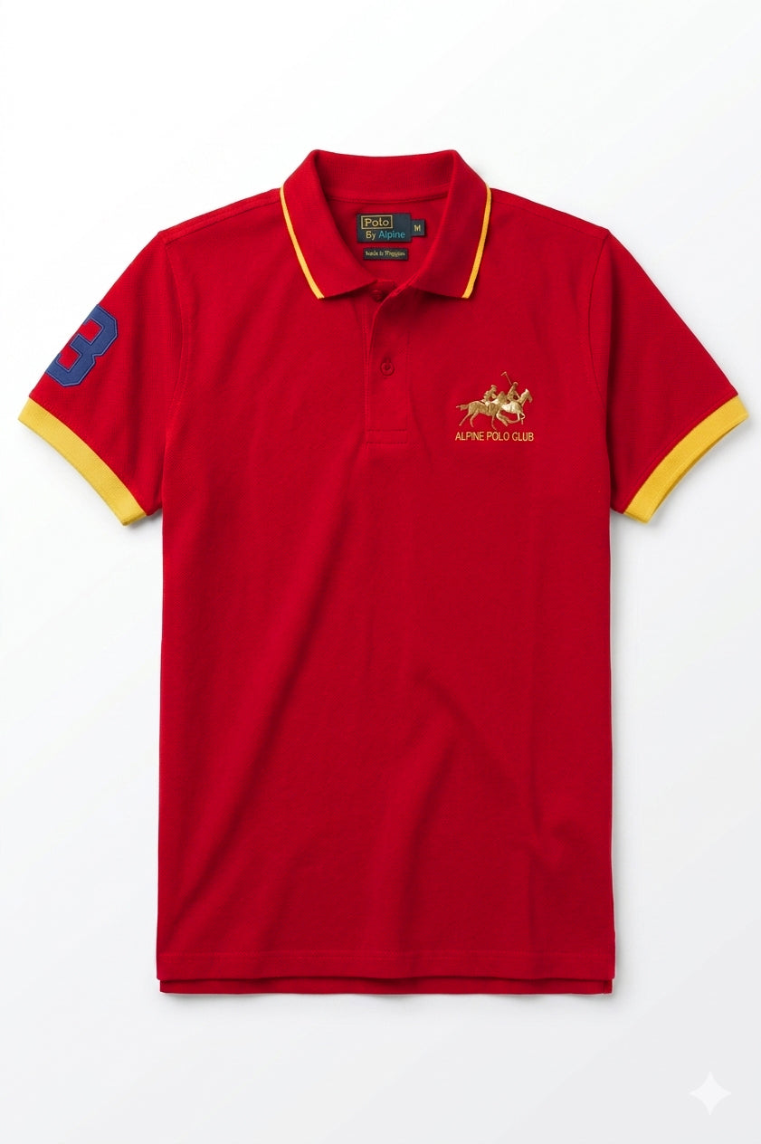 Alpine Men’s - Red Cotton Polo Shirt