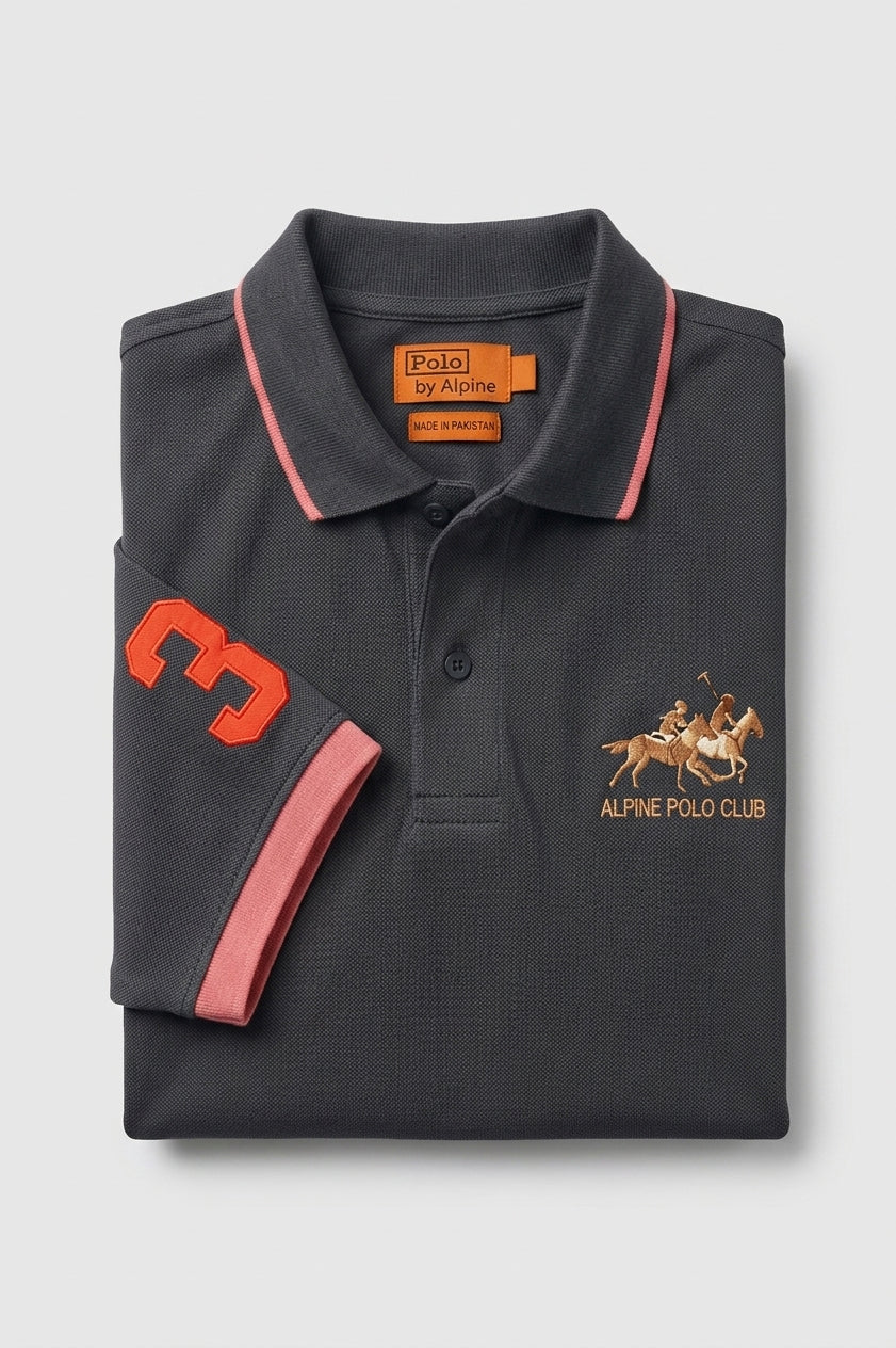 Alpine Men’s - Charcoal Grey Cotton Polo Shirt