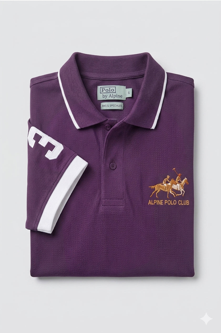 Alpine Men’s - Purple Cotton Polo Shirt