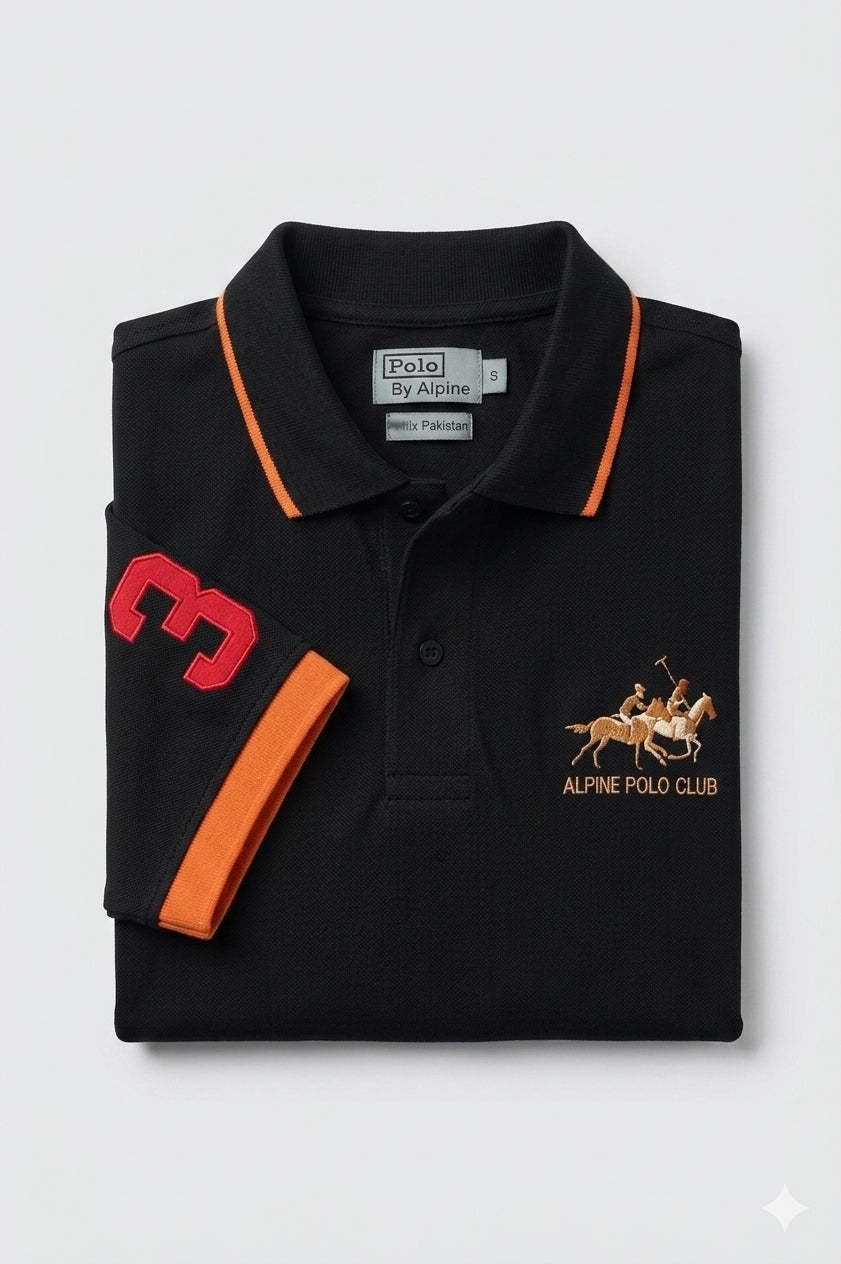 Alpine Men’s - Black Cotton Polo Shirt