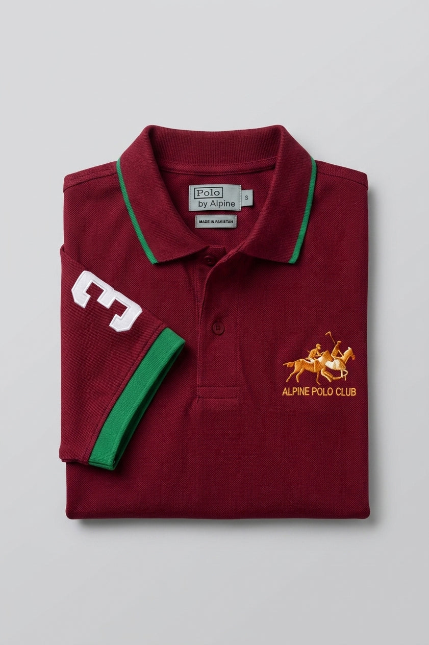 Alpine Men’s - Maroon Cotton Polo Shirt