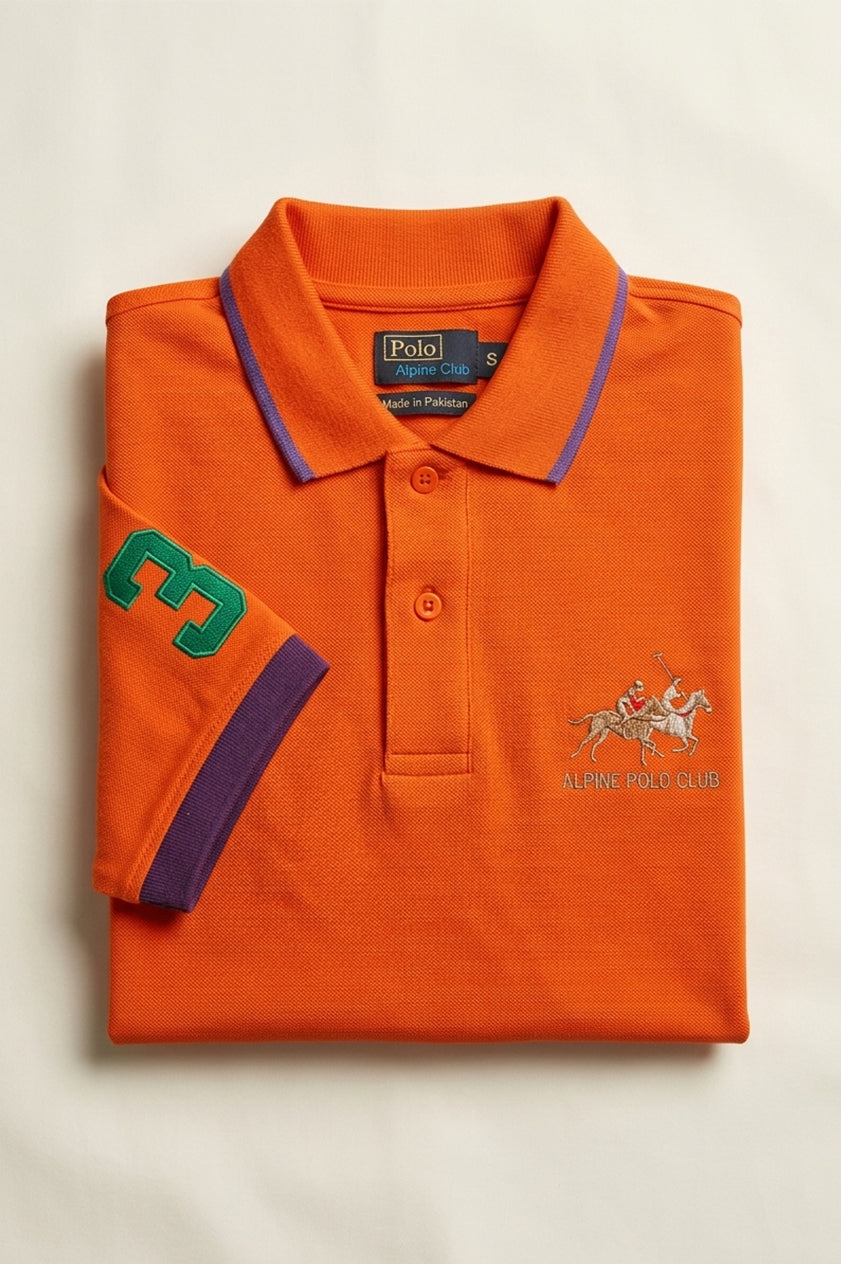 Alpine Men’s - Orange Cotton Polo Shirt