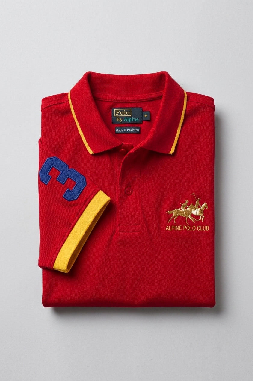 Alpine Men’s - Red Cotton Polo Shirt