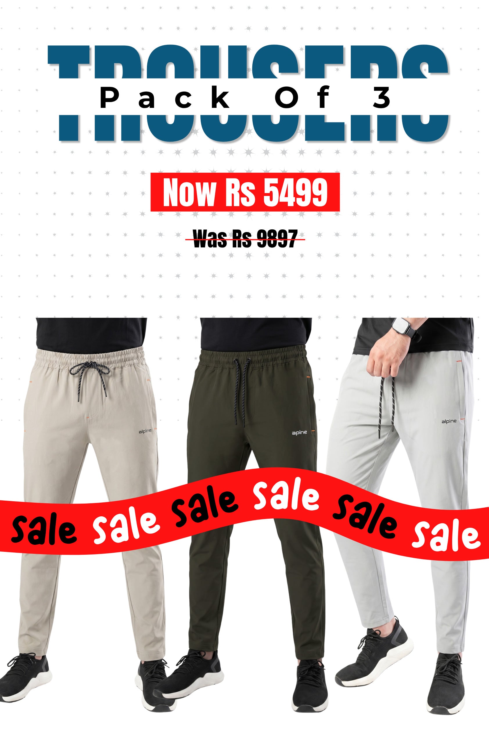 Alpine - Activewear Trouser Bundle Offer - Olive, Silver Grey & Sand Beige