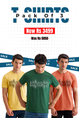 Alpine - Soundwave Graphic T-Shirt Bundle Offer - Lemon, Forest Green & Peach