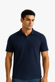 Blue V Neck Knitted Polos