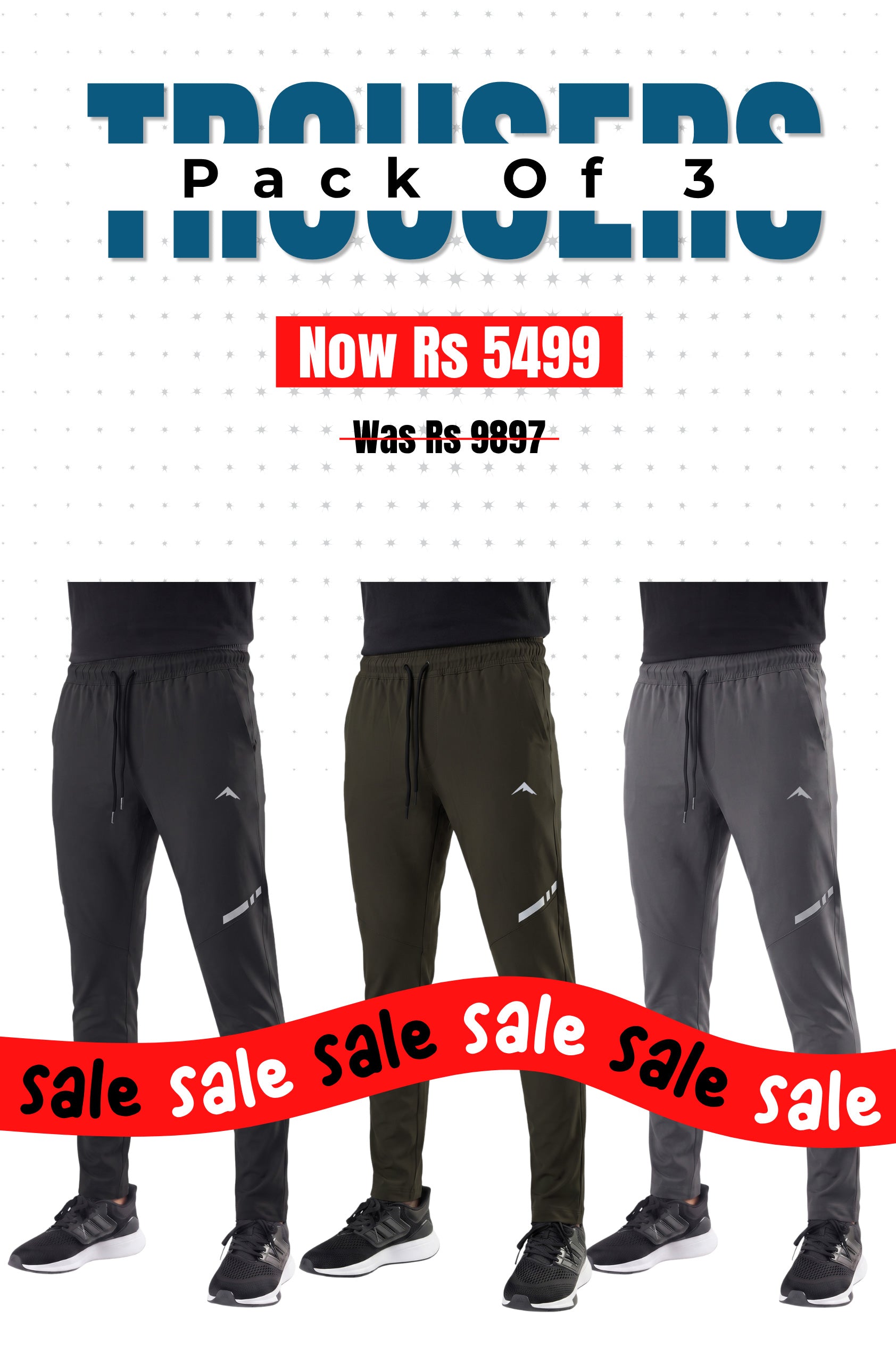 Alpine - Dry Fit Sports Trouser Bundle Offer - Black, Dark Grey & Olive