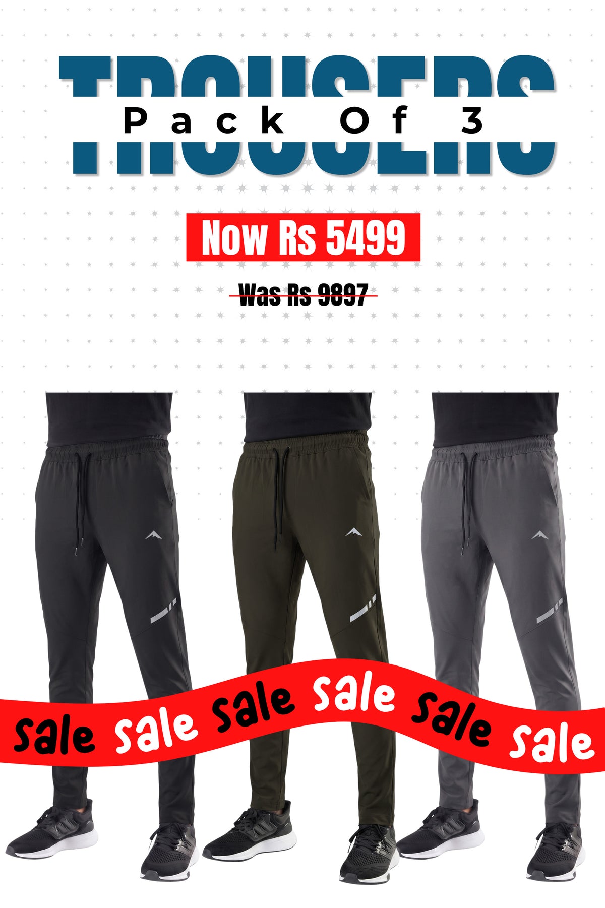 Alpine - Dry Fit Sports Trouser Bundle Offer - Black, Dark Grey & Olive