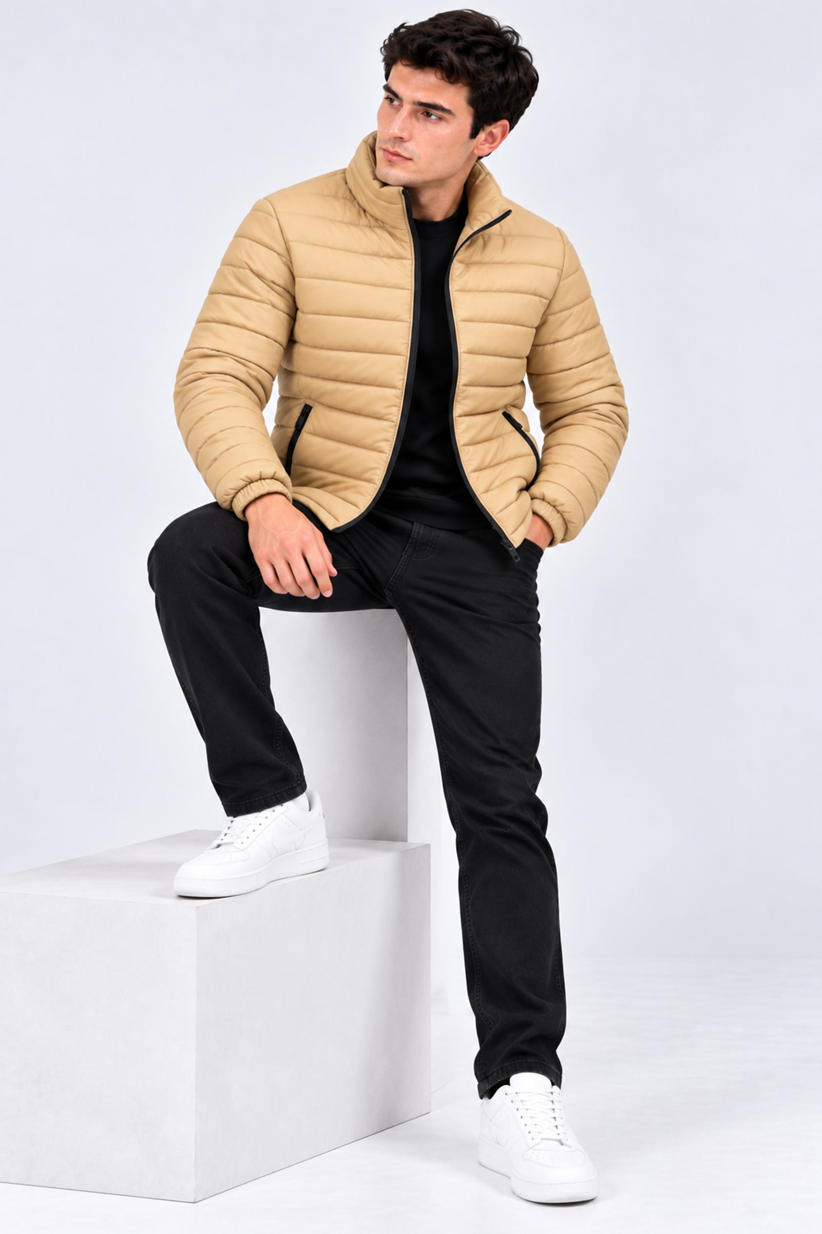 Alpine Men’s Puffer Jacket Grey Beige