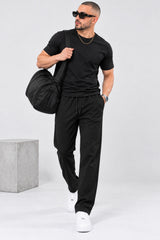 Alpine Textured Men’s Trousers Black - Straight Fit