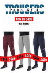 Alpine - Dry Fit Sports Trouser Bundle Offer - Maroon, Silver Grey & Navy Blue