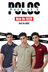 Alpine Men’s - Cotton Polo Shirt Bundle Offer - Charcoal Grey, Skin & Maroon