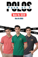 Alpine Men’s - Cotton Polo Shirt Bundle Offer - Ash Rose, Green & Charcoal Grey