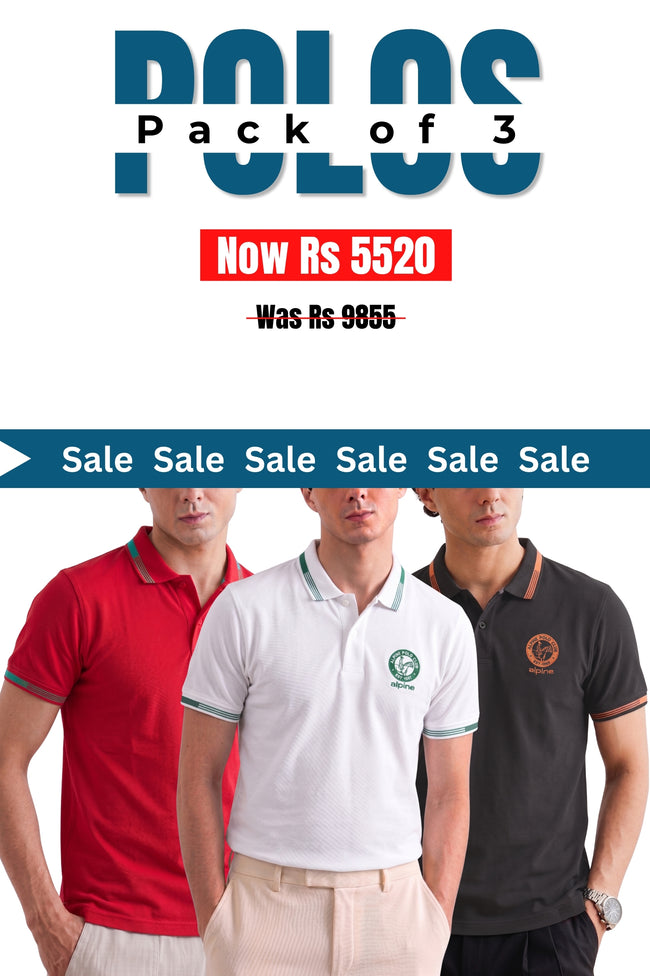 Alpine Men’s - Heritage  Polo Shirt Bundle Offer - Red, White & Charcoal Grey Hover Image