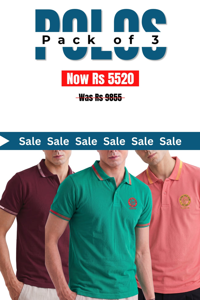 Alpine Men’s - Heritage  Polo Shirt Bundle Offer - Maroon, Green & Ash Rose Hover Image