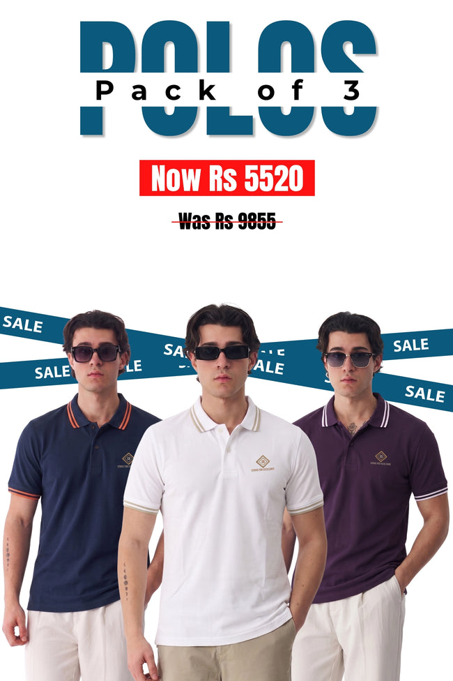 Alpine Men’s - Limited Edition Polo Bundle Offer - Navy Blue, White & Purple Hover Image