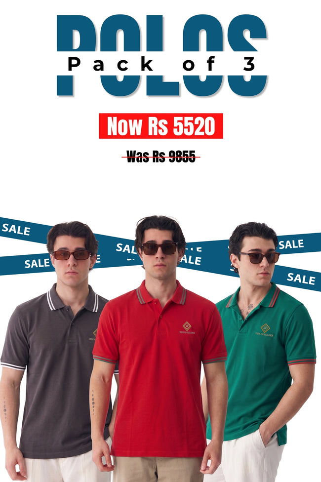 Alpine Men’s - Limited Edition Polo Bundle Offer - Charcoal Grey, Red & Green Hover Image