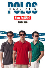 Alpine Men’s - Limited Edition Polo Bundle Offer - Charcoal Grey, Red & Green