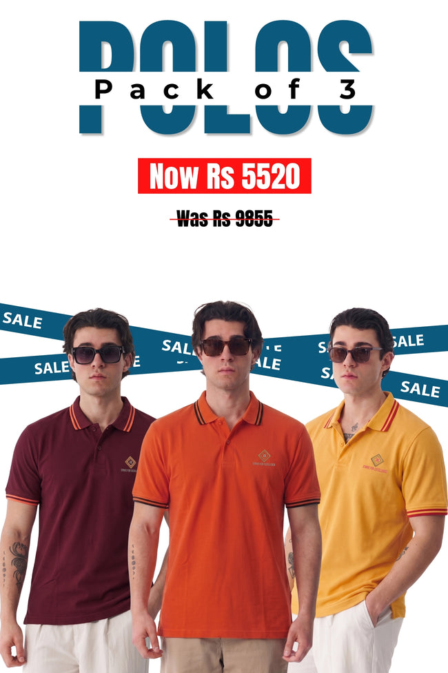 Alpine Men’s - Limited Edition Polo Bundle Offer - Maroon, Orange & Yellow Hover Image