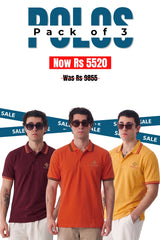 Alpine Men’s - Limited Edition Polo Bundle Offer - Maroon, Orange & Yellow