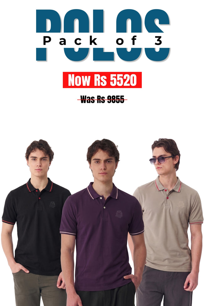 Alpine Men’s - Premium Edition Polo Bundle Offer - Black, Purple & Skin Hover Image