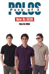 Alpine Men’s - Premium Edition Polo Bundle Offer - Black, Purple & Skin