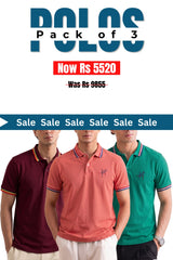 Alpine - Signature Fit Polo Bundle Offer - Maroon, Ash Rose & Green