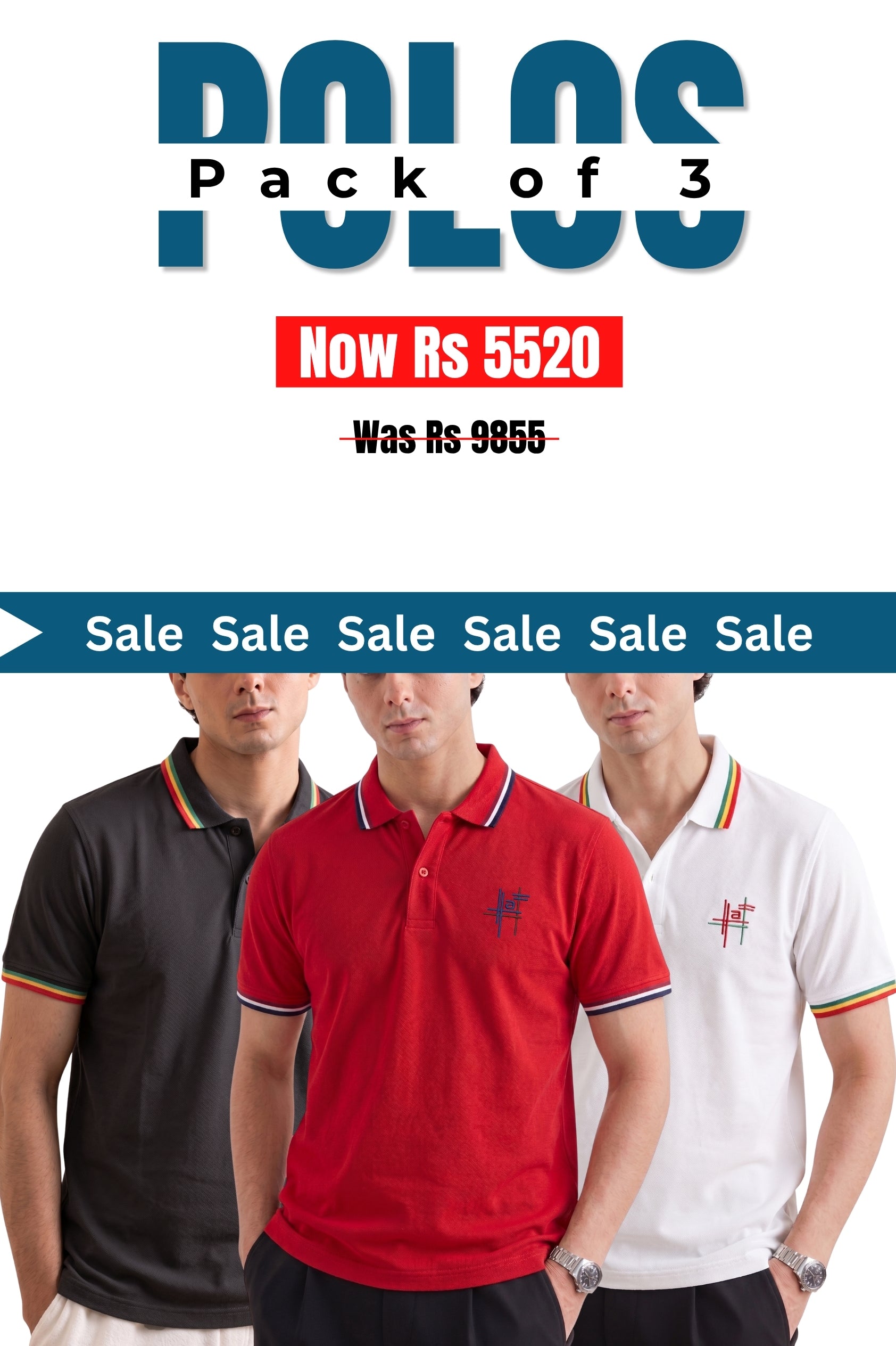 Alpine - Signature Fit Polo Bundle Offer - Charcoal Grey, Red & White
