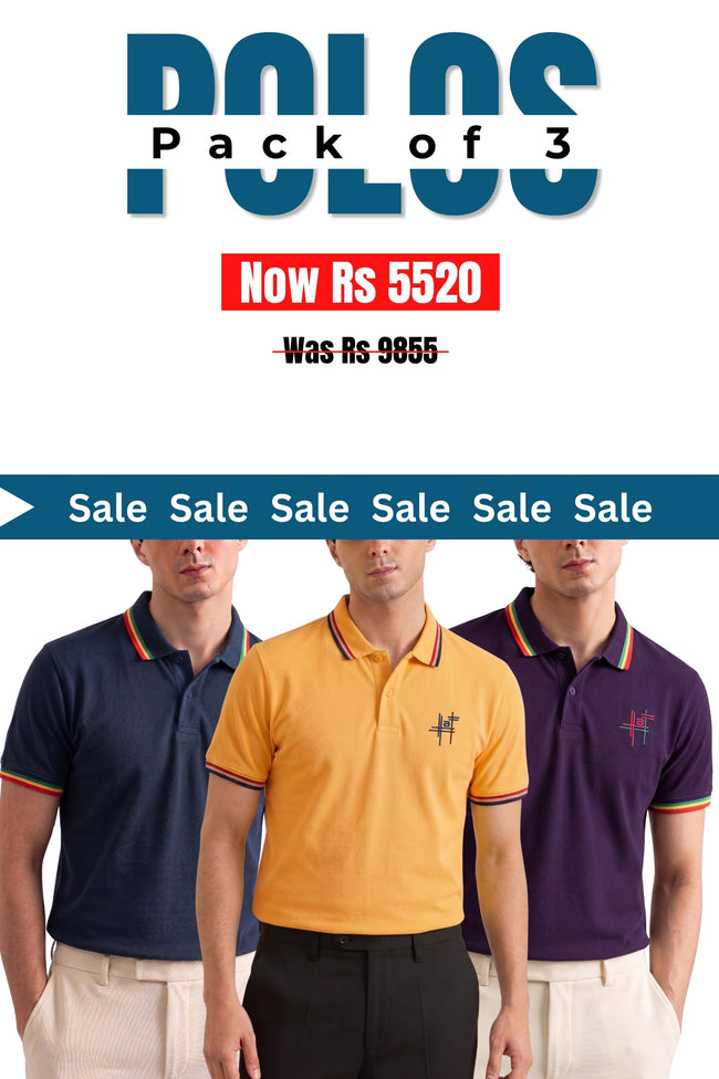 Alpine - Signature Fit Polo Bundle Offer - Navy Blue, Yellow & Purple Hover Image