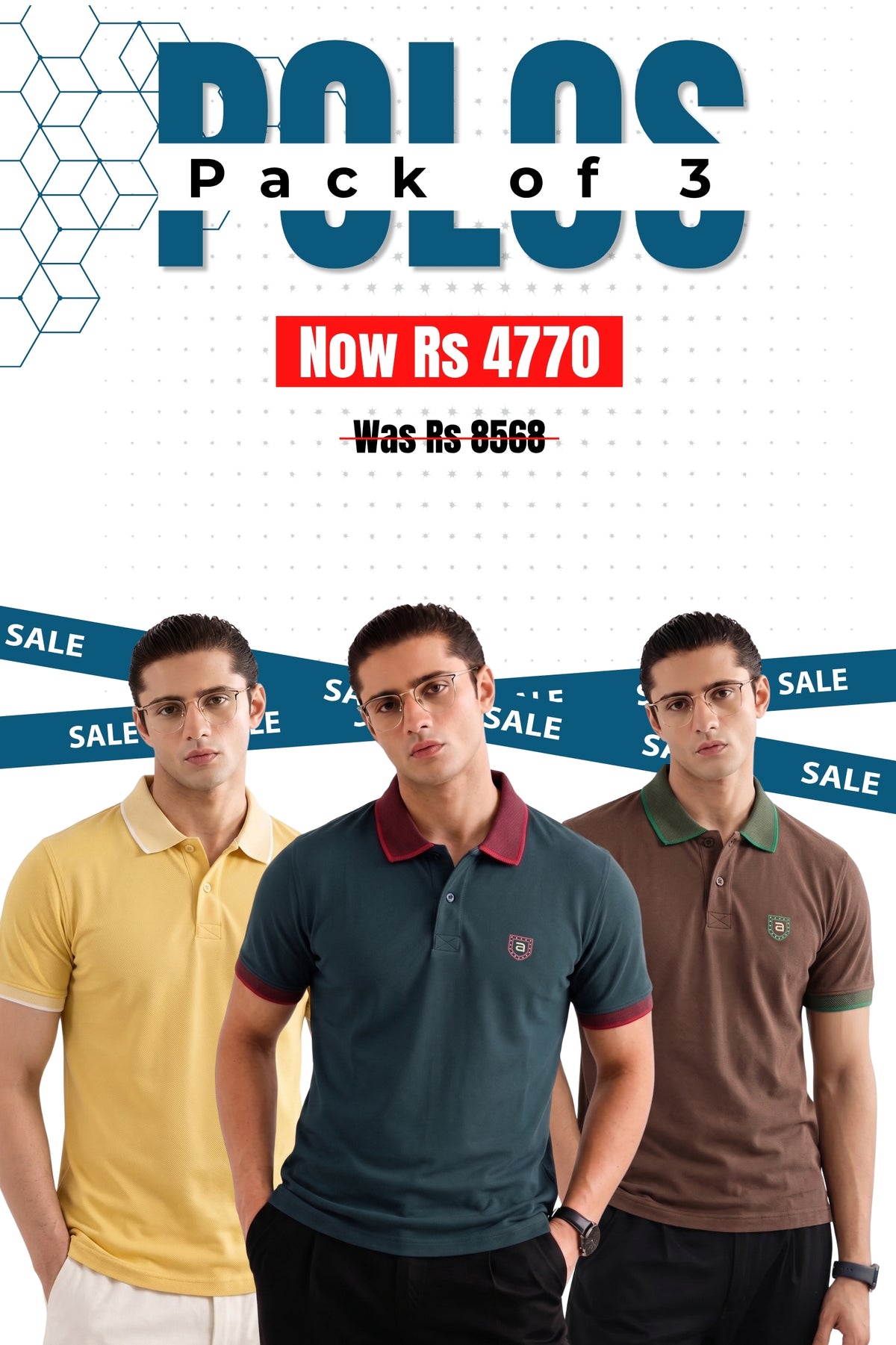 Alpine - Contrast Collar Edition Polo Bundle Offer - Brown, Dark Green & Yellow