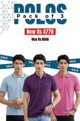Alpine - Contrast Trim Edition Polo Bundle Offer - Sky Blue, Fuchsia & Purple