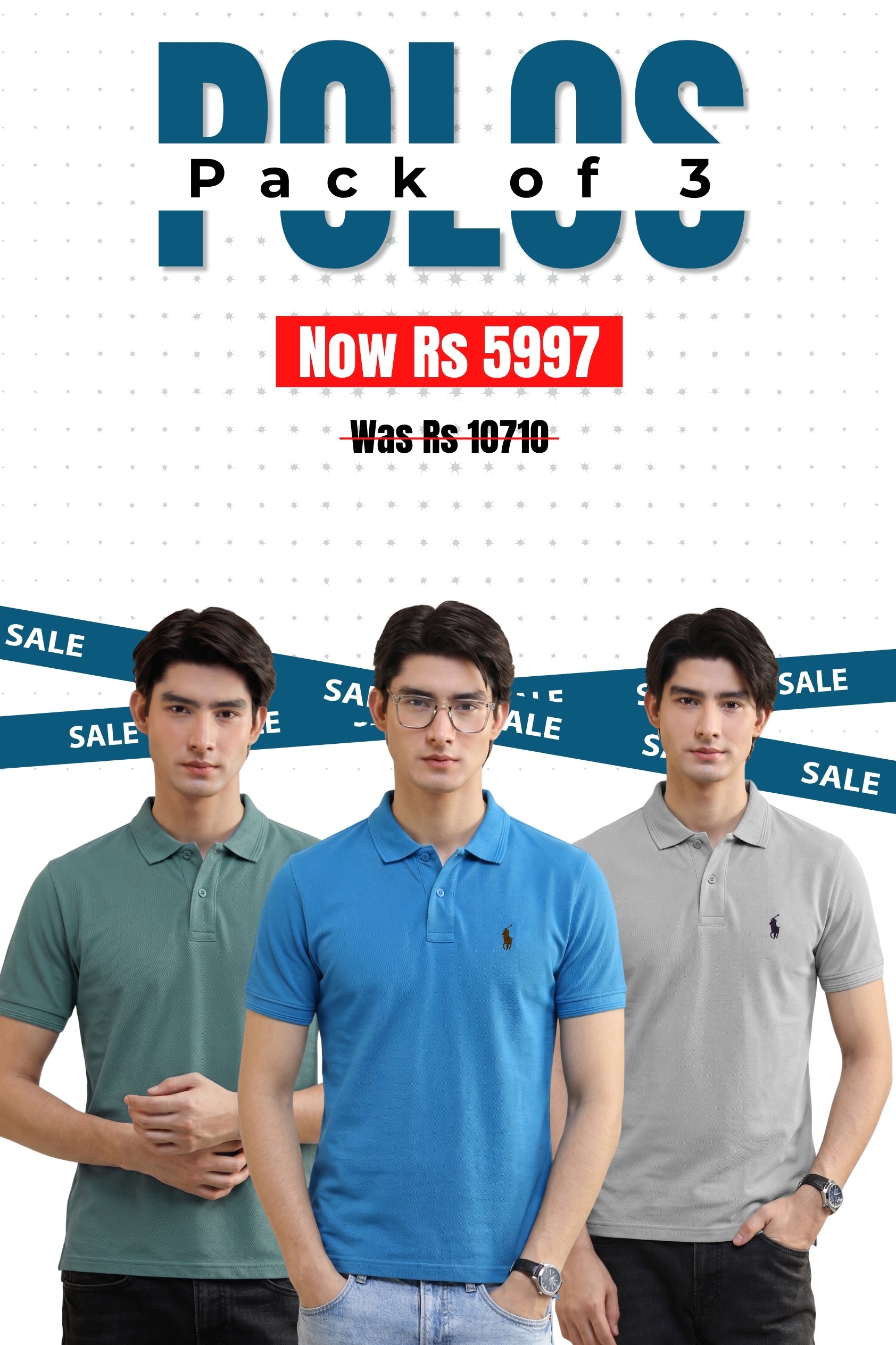 Alpine - Heritage Polo Bundle Offer - Hunter Green, Silver Grey & Teal Blue