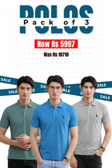 Alpine - Heritage Polo Bundle Offer - Hunter Green, Silver Grey & Teal Blue