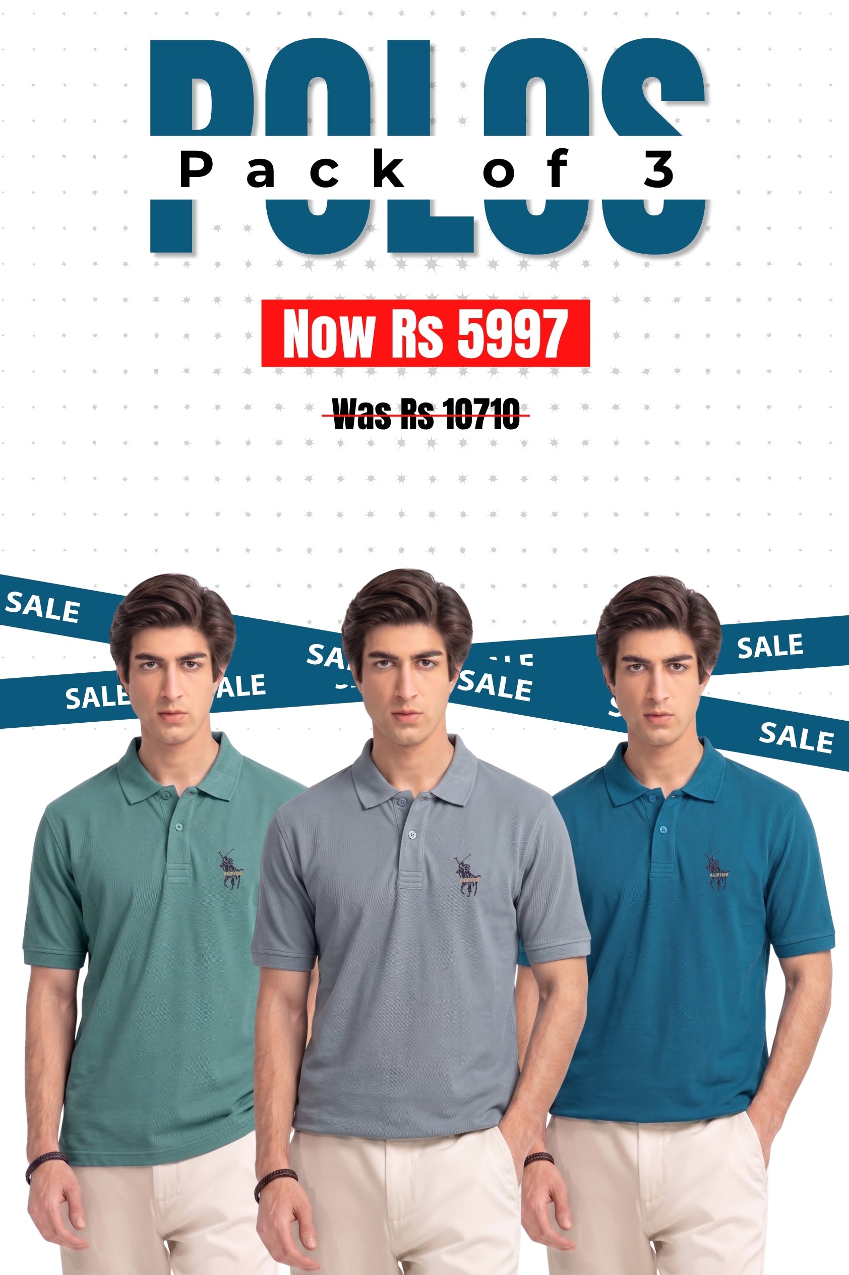 Alpine - Signature Rider Edition Polo Bundle Offer - Hunter Green, Silver Grey & Teal Blue