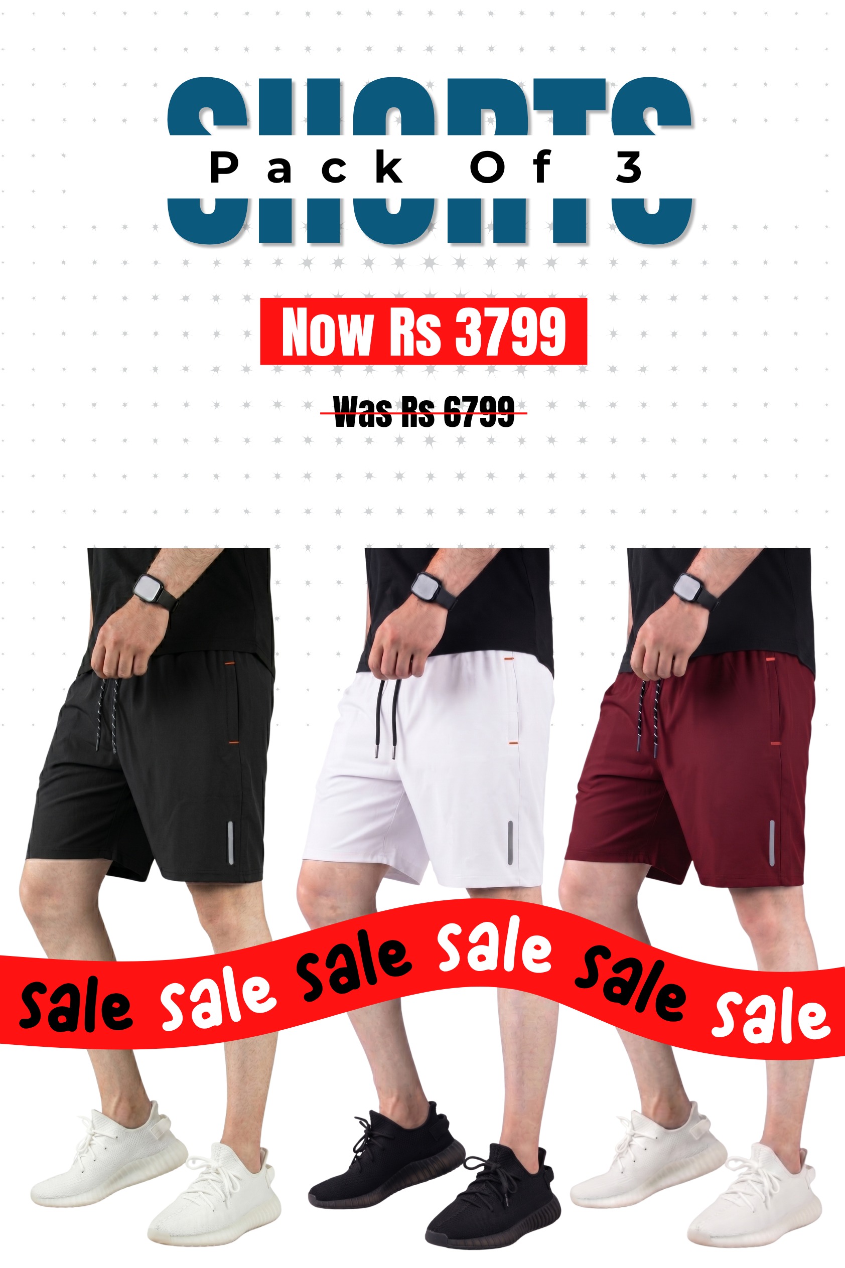 Alpine - Dry Fit Short Bundle Offer - Black, Maroon & White