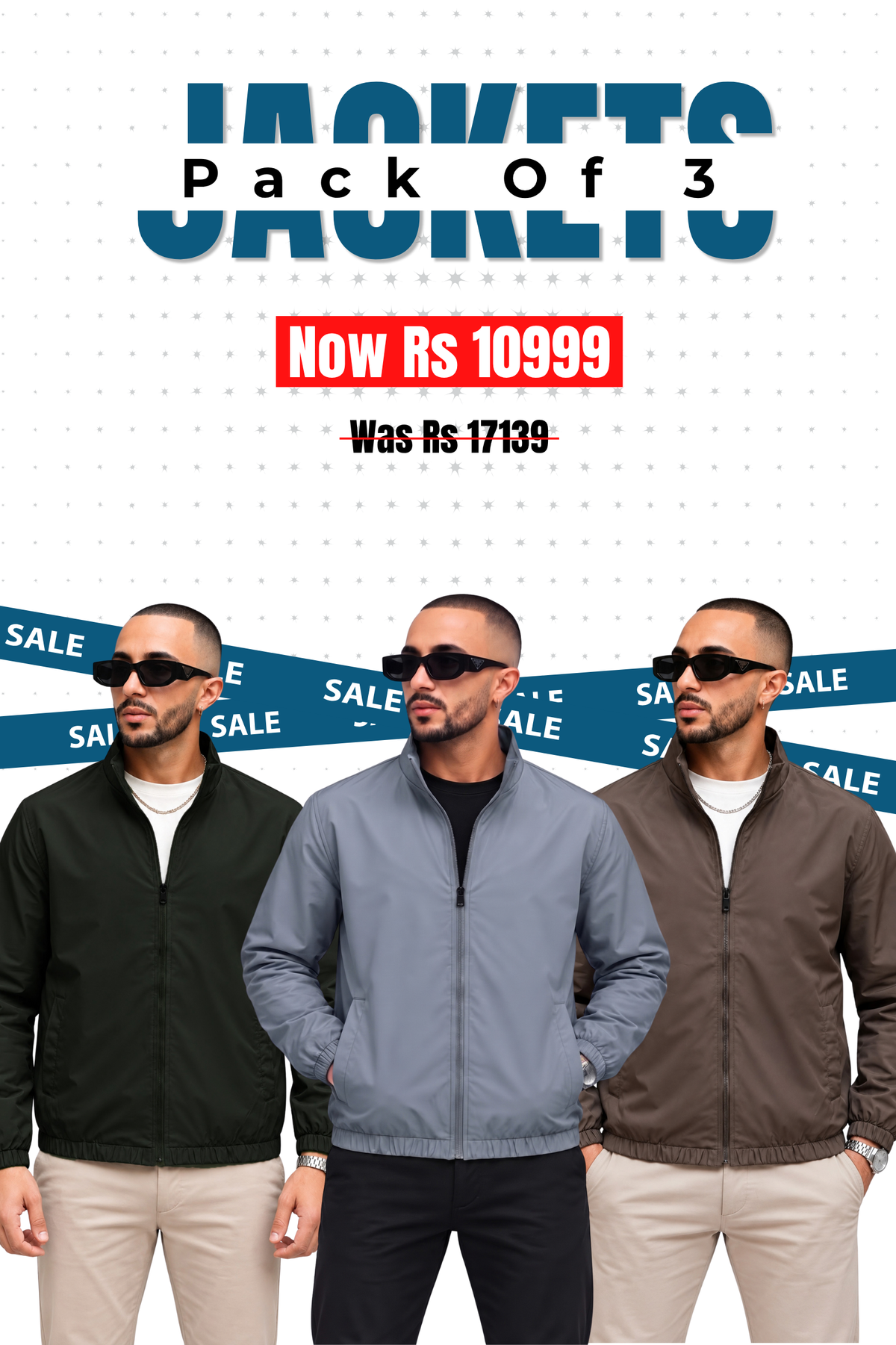 Alpine - Wind Breaker Jacket Bundle Offer - Grey, Dark Green & Chocolate Brown