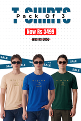 Alpine - High Density Graphic T-Shirt Bundle Offer - Sand, Royal Blue & Dark Green