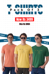 Alpine - High Density Graphic T-Shirt Bundle Offer - Peach, Lemon & Forest Green