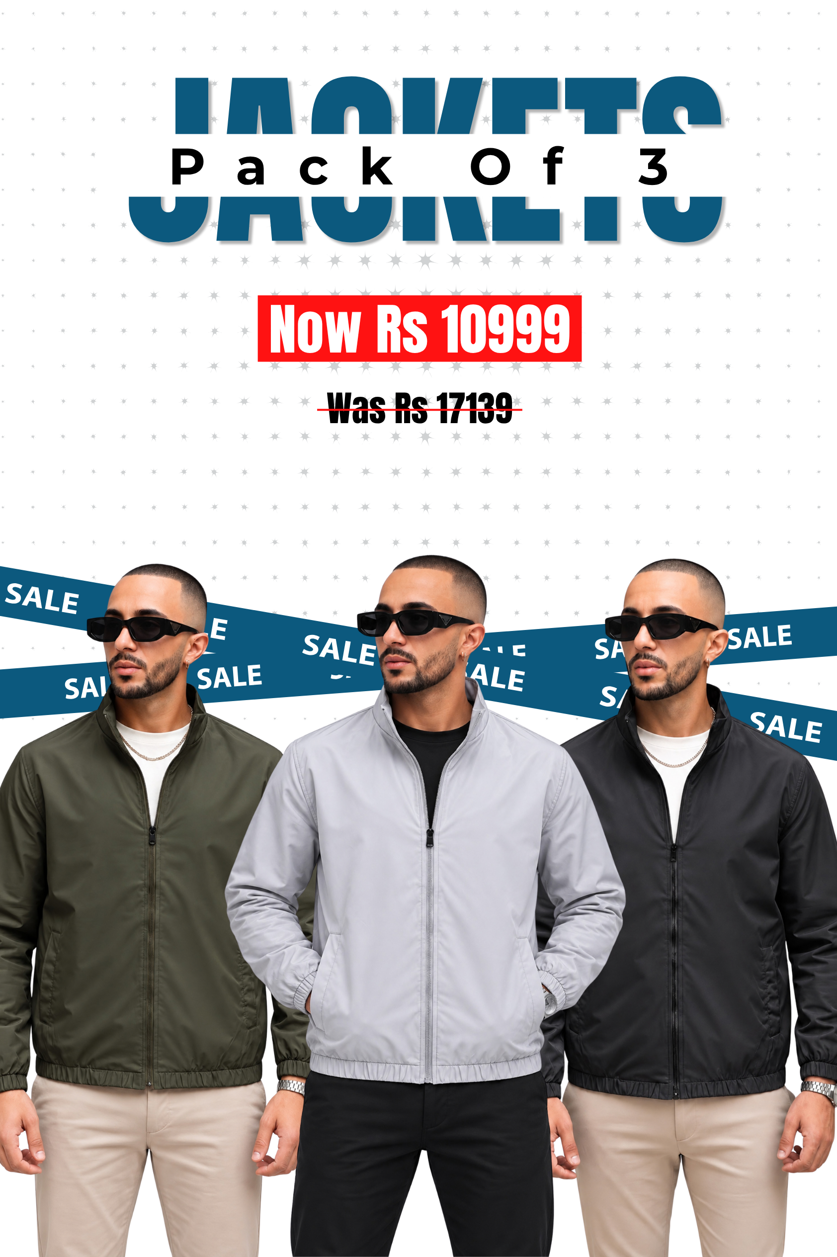Alpine - Wind Breaker Jacket Bundle Offer - Black, Silver Grey & Olive